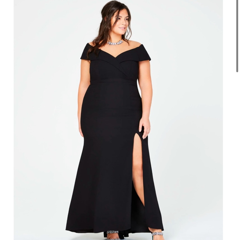 Xscape Black Off-Shoulder Maxi Dress